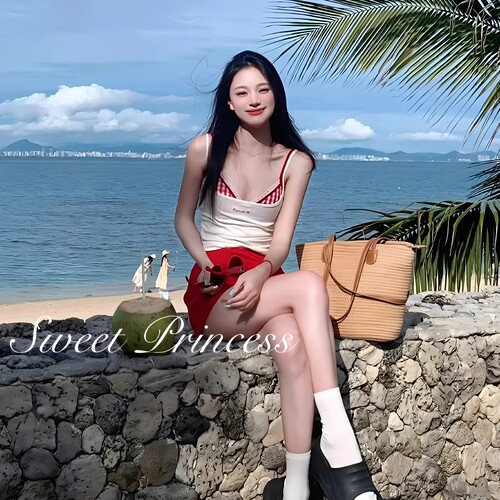 吊带四件套沙滩温泉度假分体泳衣