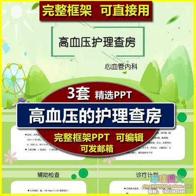 高血压的护理查房PPT模板 病例个案护理问题目标措施评价护士教学