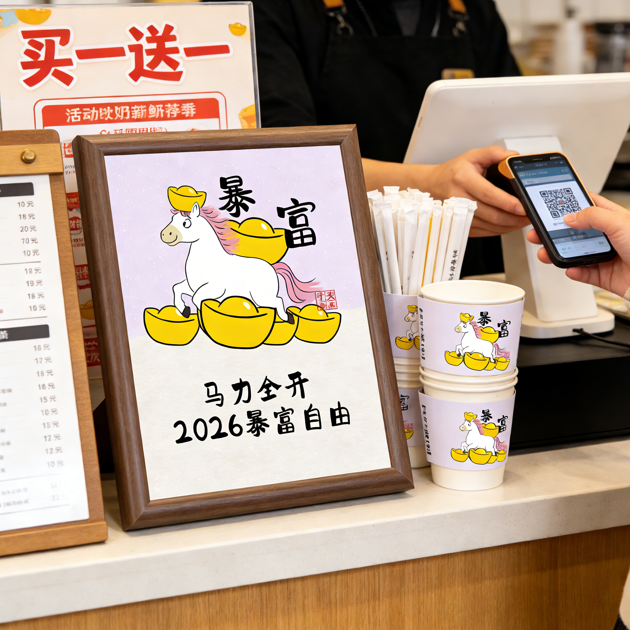 2026马年马力全开相框书法创意装饰桌面摆件画框,家居饰品,相框/画框,淘宝优惠券,粉丝福利购,淘宝优惠卷