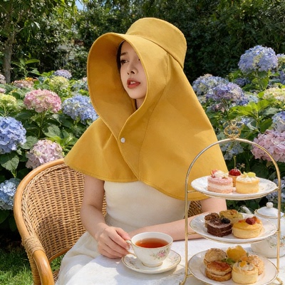 夏季渔夫帽大檐防晒帽女太阳帽遮阳护颈披肩户外防风遮阳帽紫外线