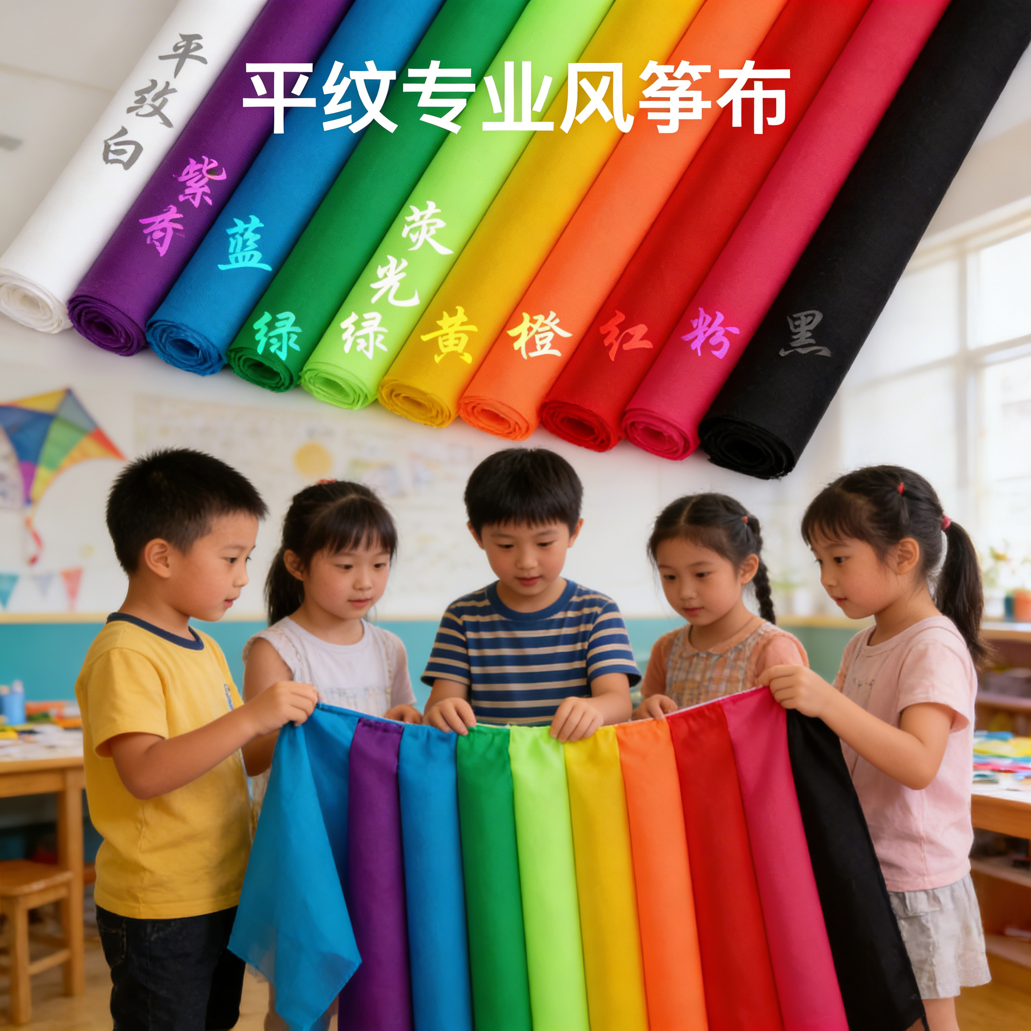 风筝布料大全150cm宽190T专业风筝布料风筝制作材料diy教育风筝按