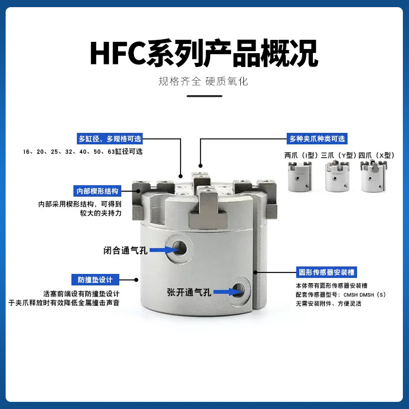 热销亚德客型三爪二四爪手指气缸HFCX/HFCI/HFCY16/20/25/32/40/5
