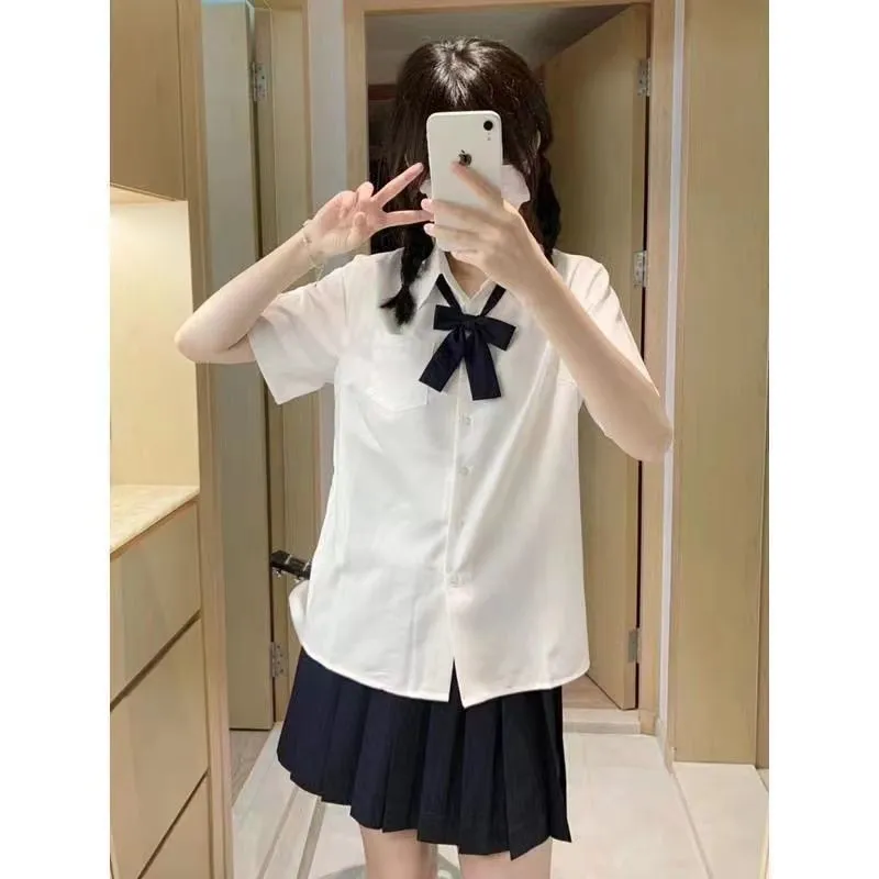 日系学院jk制服新款夏季宽松白色短袖衬衫百搭衬衣上衣外穿