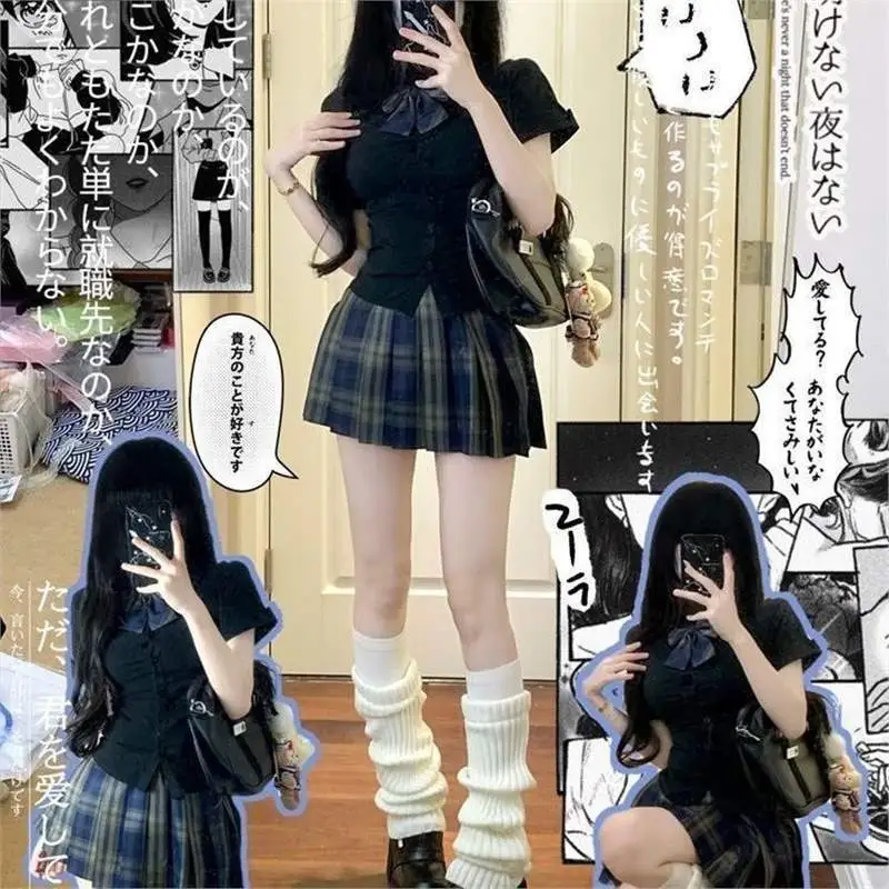 学院风收腰jk制服短袖衬衫女纯欲辣妹紧身上衣显瘦设计感衬衣夏季