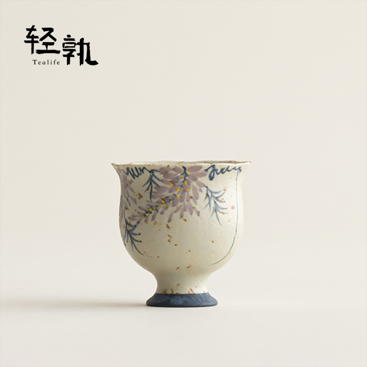 轻孰焦糖釉手绘紫藤花花束茶杯中式茶杯陶瓷家用女士主人杯高足杯,餐饮具,茶杯,淘宝优惠券,粉丝福利购,淘宝优惠卷