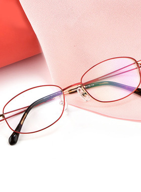 新款超轻纯钛眼镜架全框女款眼镜框时尚TP双色电镀眼镜J86051