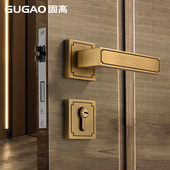 固高新中式 古铜室内卧室房门锁磁吸静音复古门把手金色房间木门锁