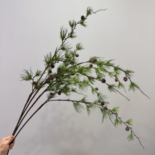 绿色仿真松枝小垂雪松长松针乔松 9头松枝 圣诞小松树 狐尾天门冬