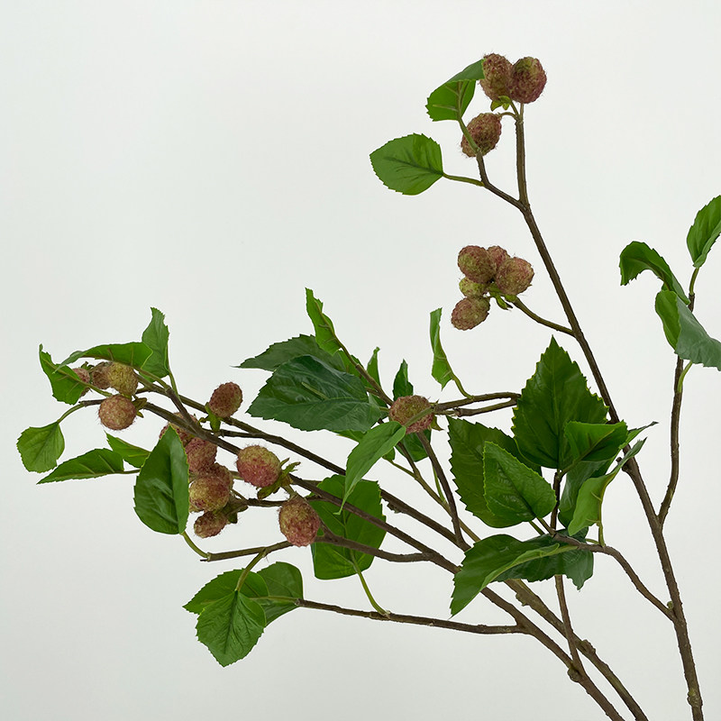 仿真桑葚果枝荔枝叶田园花艺造树装饰假花桑椹子叶插花布景