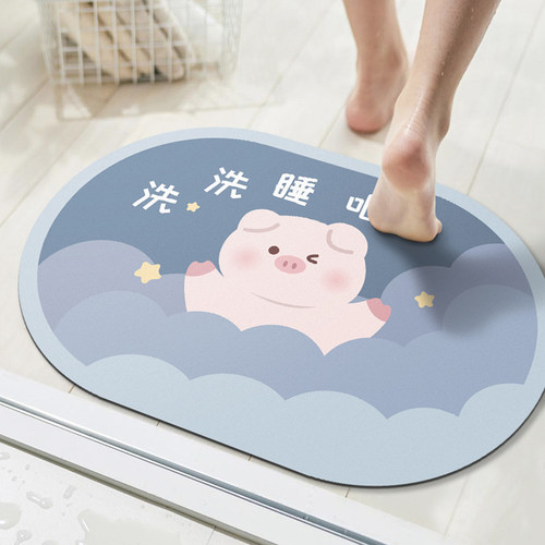 卡通猪浴室吸水防滑地垫