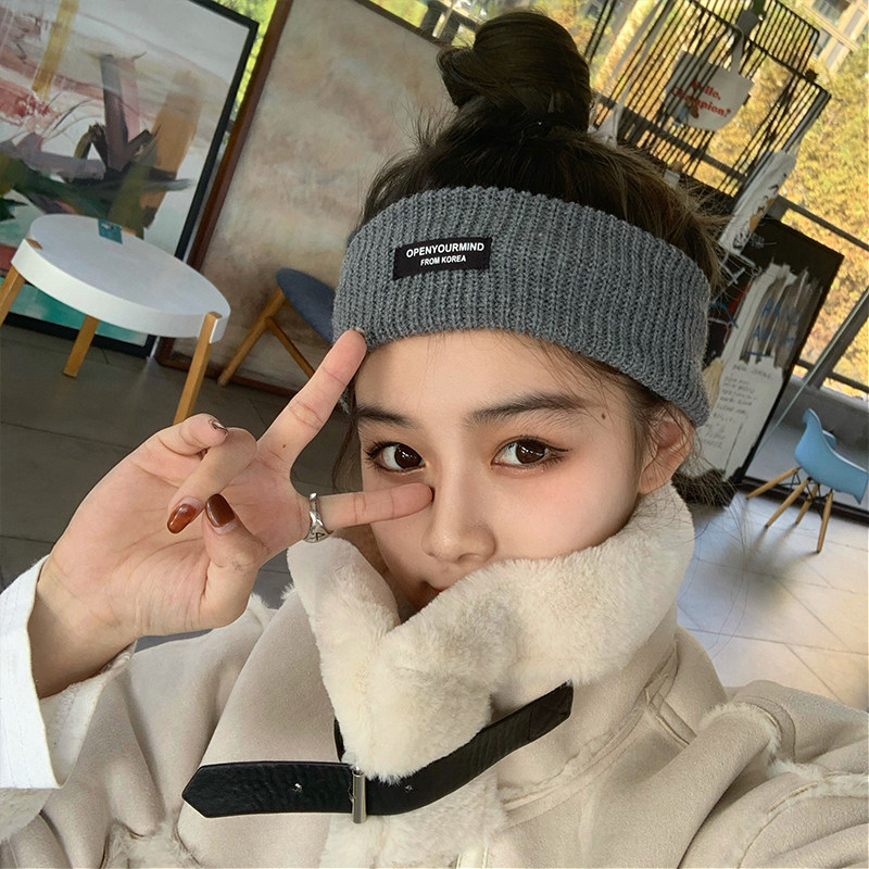 小物家家女士发带纯色基础款小布标针织发带韩国毛线宽边发箍女_虎窝淘