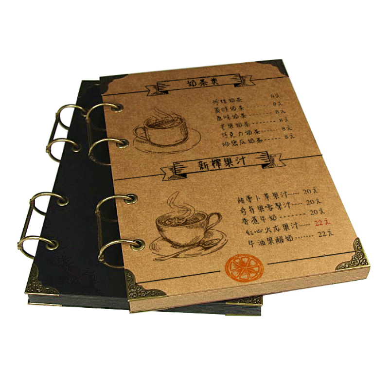 diy手绘牛皮纸黑卡菜单本价目
