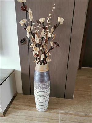 景德镇陶瓷器干花束落地花瓶美欧式现代富贵竹插花客厅摆件设装饰