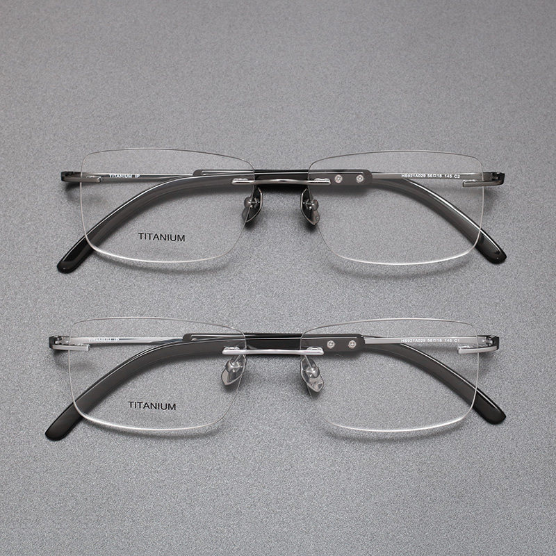 卓越不凡 日本商务超轻无框牛角钛眼镜框男可配近视防蓝光眼镜架