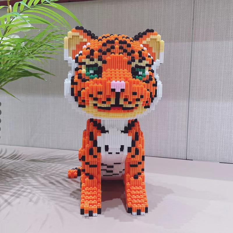 老虎小颗粒拼装积木生日礼物
