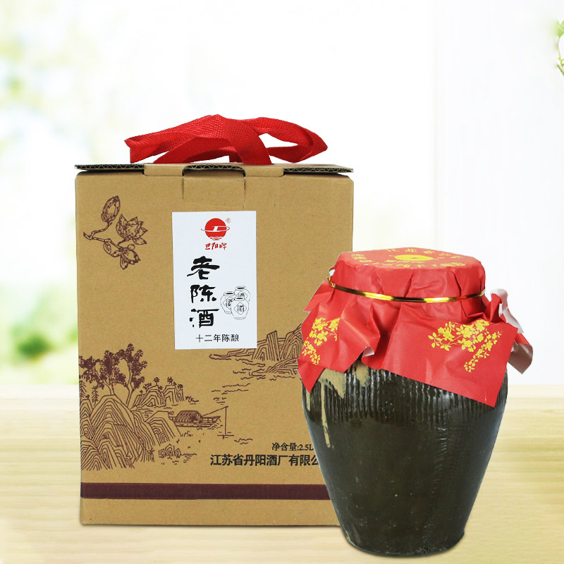 旦阳牌坛装老陈酒2.5升糯米酿造半甜丹阳善酿黄酒1坛价格送礼饮用