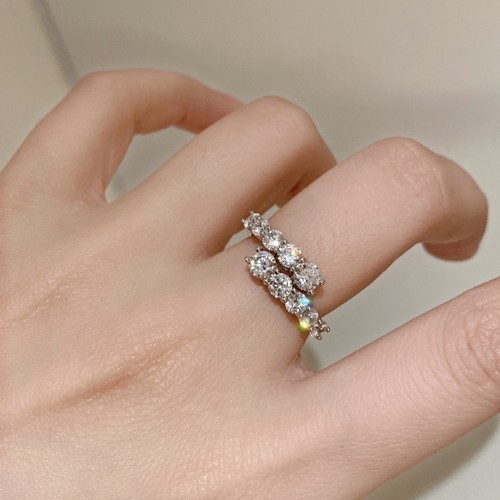 25分开口圆钻交错仿真钻石戒指女