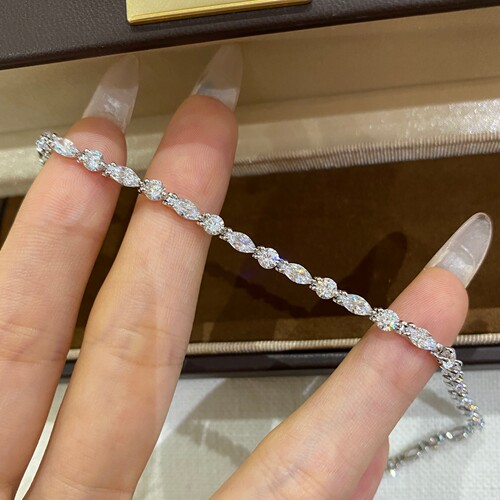 极细满钻马眼手链女925银镀金