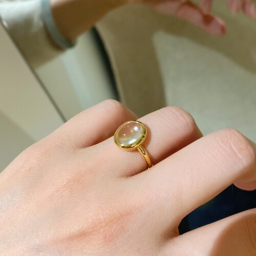 天然10m蛋面水沫玉戒指女925纯银