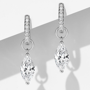 清冷感一滴泪|镶钻小圆圈吊马眼钻耳环耳圈女925银镀金精致百搭