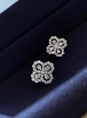重工款loop花园花朵花瓣耳拍耳环微拱形弧面925纯银镀18K白金材质