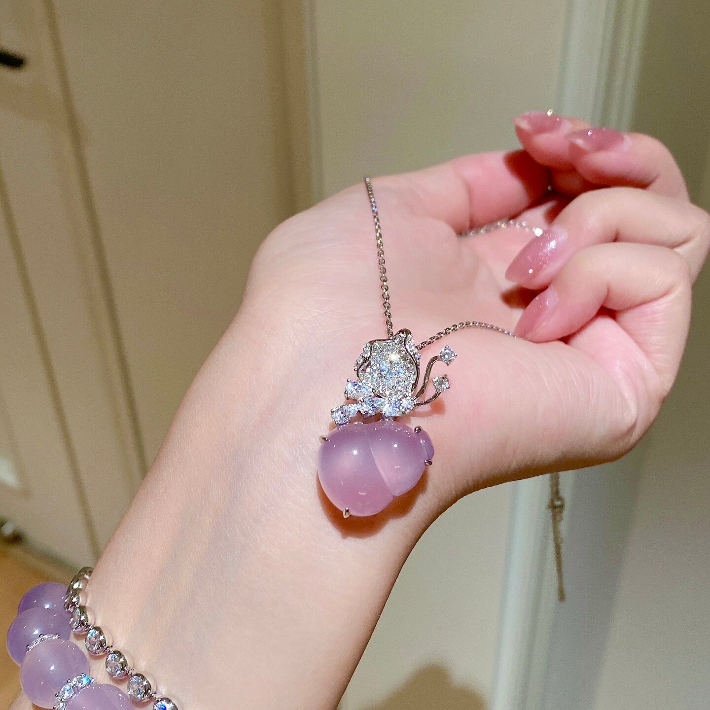 仙气绝绝紫~新中式福禄双全蝴蝶紫玉髓葫芦吊坠项链女925纯银轻奢