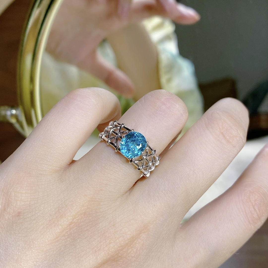 3.2克拉帕拉伊巴鸽子蛋戒指女925