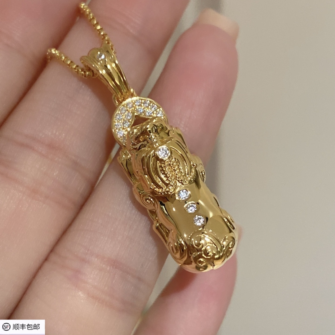 吸金小铜钱貔貅吊坠项链女925银