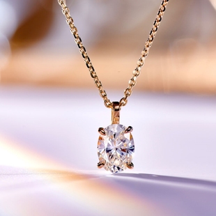 简单款1.25克拉小鸽子蛋形钻石锁骨项链女925银玫瑰金单钻choker