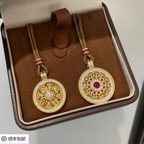 旋转八宝罗盘红刚玉项链毛衣链女