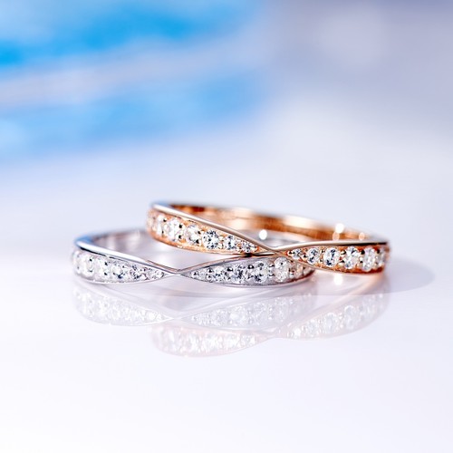 V型叠戴小排钻戒指女925纯银