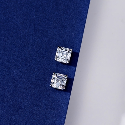 四爪公主方形宝塔仿真钻石耳钉女