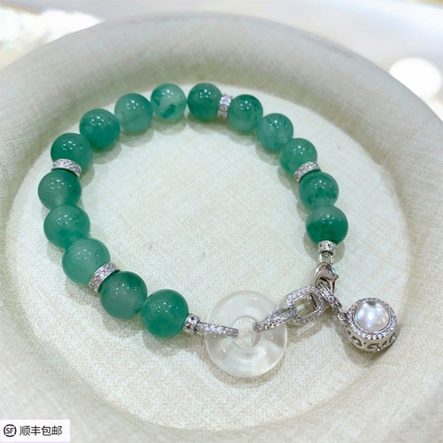 非洲翠水沫玉甜甜圈平安扣珠串女