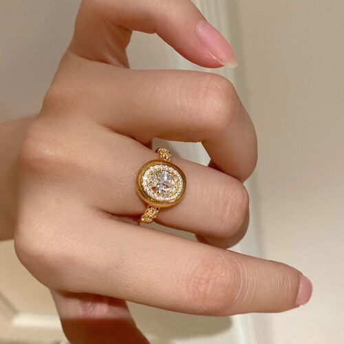 1.25克拉复古拉丝蛋面戒指女925