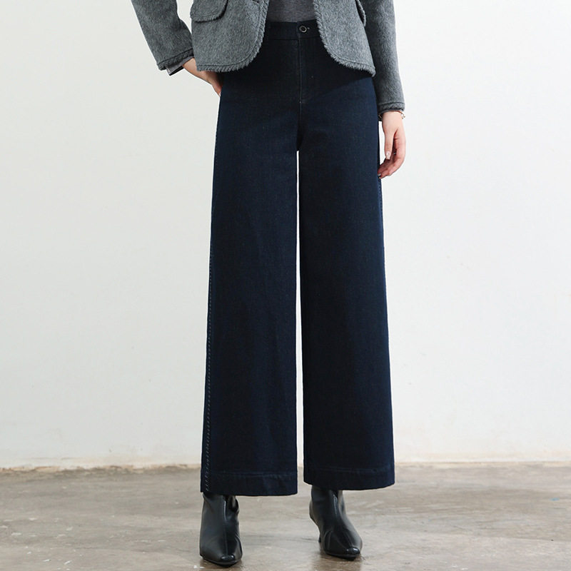 素度新款冬季丹宁牛仔裤女植绒保暖后腰松紧侧边绣线十分筒裤休闲,女装/女士精品,牛仔裤,淘宝优惠券,粉丝福利购,淘宝优惠卷