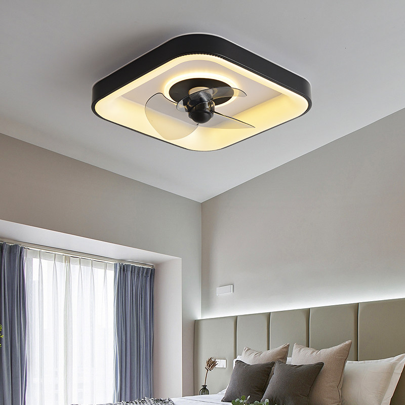 卧室风扇灯现代简约长方形客厅吸顶灯大风力超静音智能语音电扇灯
