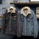 秋冬翻领仿羊羔绒棉衣外套男2026新款 加绒保暖工装 牛仔夹克棉服潮