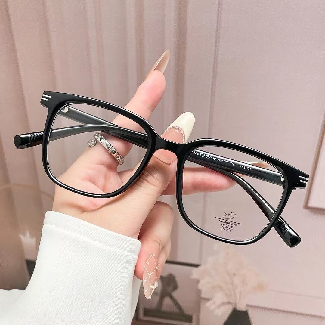 时尚方形防蓝光黑色框眼镜男女高级感素颜眼镜框近视可配度数散光