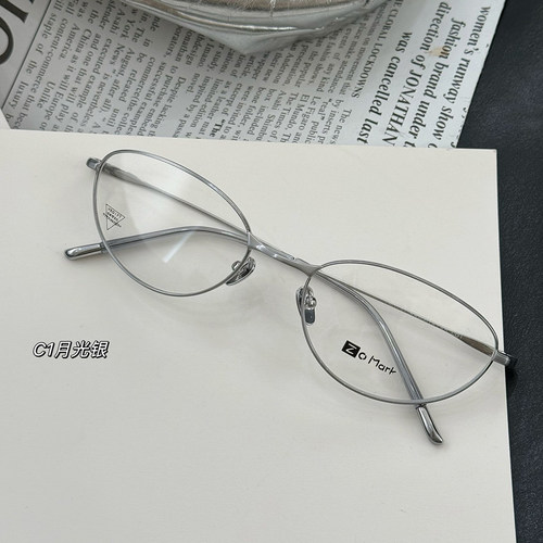 老钱风纯钛猫眼防蓝光装饰眼镜女