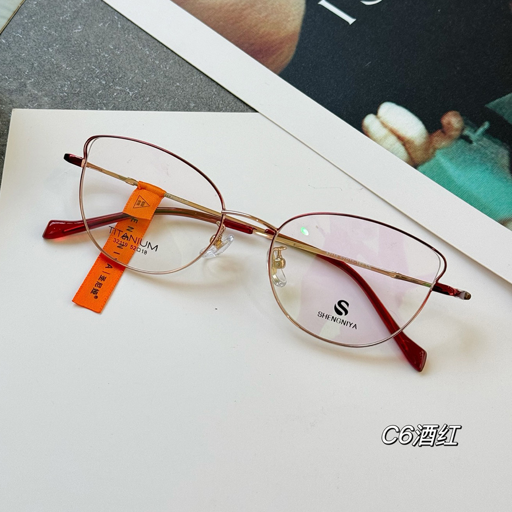 超轻钛架猫眼蝶形老花近视眼镜架