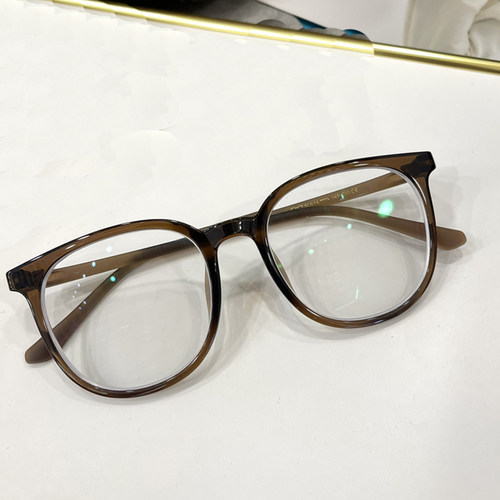 圆形冷茶色超轻TR90近视眼镜框女