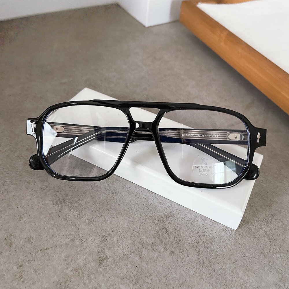 欧美风双梁飞行员方框粗框防蓝光眼镜框男女时尚大框镜架近视可配