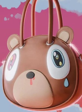 CyberLoveCL恶搞Kanye West 辍学熊手提包 大容量可爱单肩包