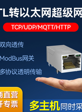 TTL串口转RJ45以太网超级网口模块双向透传modbusTCP转RTU网关