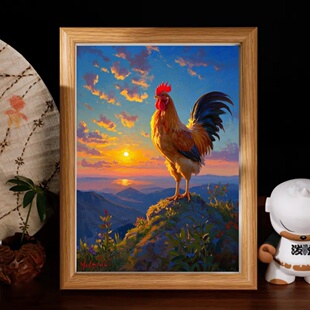 金鸡报晓装饰画入户玄关正对门寓意好挂画大公鸡雄鸡镇宅纳福摆件