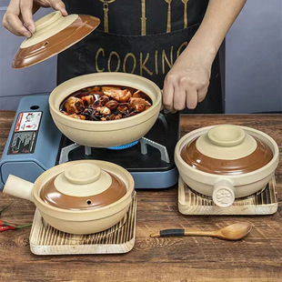 啫啫煲传统老式带柄土陶砂锅家用商用煲仔饭粗陶耐高温煮米线陶锅