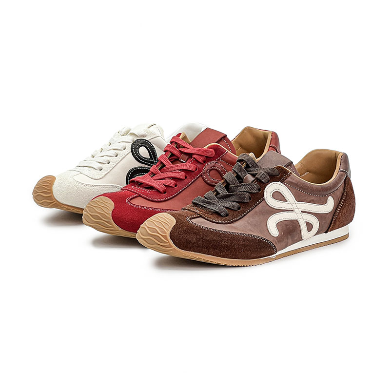 复古拼色德训鞋女系带休闲运动鞋真皮百搭潮鞋舒适阿甘鞋女鞋