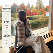 莫奈花园 Mas Mash 进口亲紫蓝龙猫獭兔皮草马甲背心外套叠穿冬