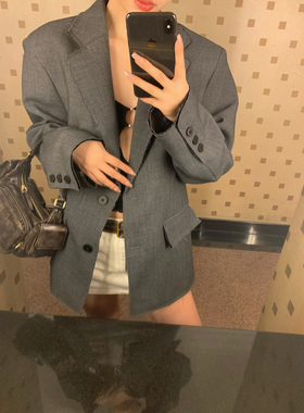 Mas Mash【格兰芬大道】高级感廓形天丝tr面料新款毛边西装外套女