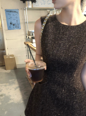 Mas Mash 索恩维克庄园 20羊毛收腰毛呢气质连衣裙无袖小香背心裙